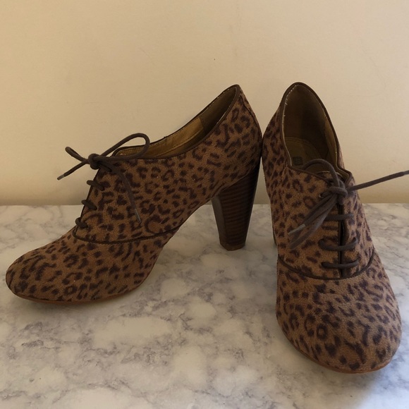 blanco Shoes - Blanco Lace Up Cheetah Heels